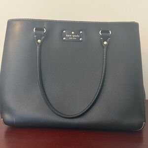 Kate Spade Black Pebbled Tote pink interior